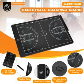 ZEMBSOYA LCD Elctronic Tactical Board, Basketball Tactics Board with Tacical Pen, Erasable Tactical Drawing Board for Football, Basketball, Baseball Championship or Training