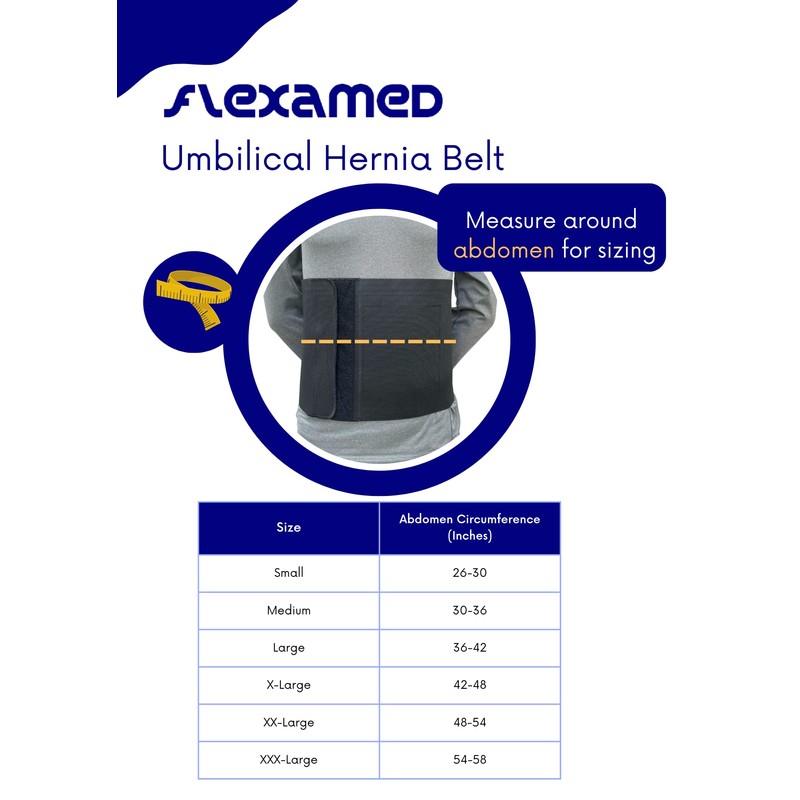 FlexaMed Umbilical Navel Hernia Belt with Compression Pad Black (10