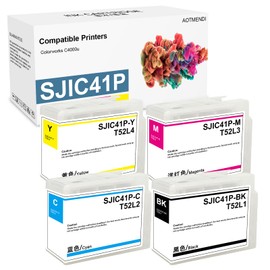 AOTMENDI SJIC41P Ink Cartridge (BK/C/M/Y) Replacement for SJIC41P Ink Cartridge Set of Colorworks C4000u Printer (4-Pack)