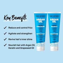 Marc Anthony Marc Anthony Argan Oil Shampoo & Conditioner - Keratin & Argan Oil - Sulfate Free, Colour Safe Hair Shampoo & Conditioner Gift Set for Hair Shine & Strengthening