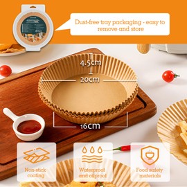 Pack of 110 Round 16 cm Baking Paper for Hot Air Fryer with Double Chamber, Parchment Paper Air Fryer Liners, Disposable Paper for Oven and Air Fryers