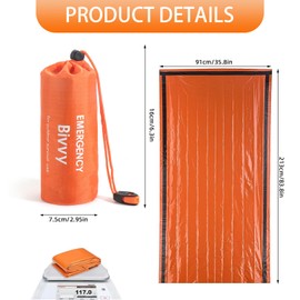 Emergency Tent with Whistle, Emergency Sleeping Bag, Survival Sleeping Bag, Survival Bivvy Bag, Emergency Survival Tent, Emergency Equipment, Rescue Tent for Outdoors, Ultralight and Waterproof, 150 x