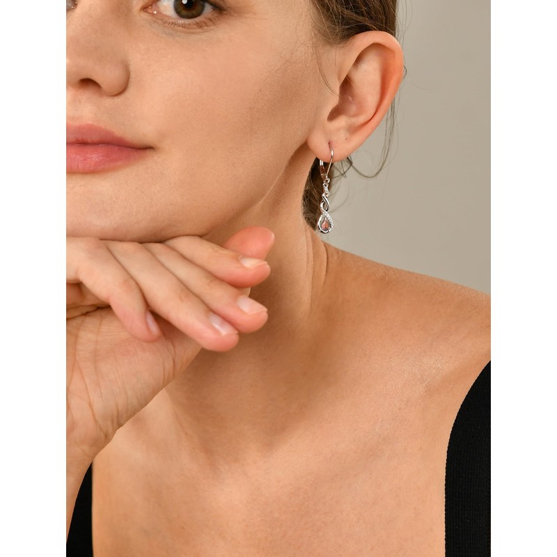 YL Dangle Drop Earrings Sterling Silver Infinity Leverback Earrings Created