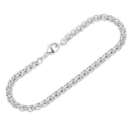 NKlaus Bracelet 925 Sterling Silver 19 cm Braided Chain Oval Pressed Women's Bracelet Exquisite 12472, Sterling Silver
