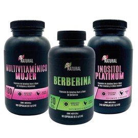 Berberina 60 cáps Myo Inositol 240 cáps Multivitaminico 180 cáps negro