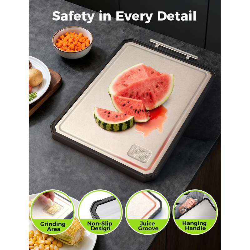 Titanium Cutting Board for Kitchen, Double Sided Non Toxic Titanium
