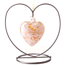 Amelia Art Glass Birthstone Heart April (Diamond) with Heart Stand