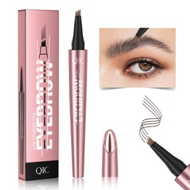 3D Waterproof Microblading Eyebrow Pencil, 4 Micro-Fork Tip for Hair-Like Effect, Magic Tattoo Eyebrow Tint pen for Natural-Looking Brows Makeup, Easy to Use, Smudge-proof, Last All-Day (Gray)