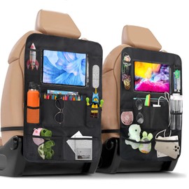 OWill 2 Pack Car Seat Organiser, Car Storage Organiser with Touch Screen Tablet Holder and 9 Storage Pockets, Car Organiser Back Seat for Kids Toys Bottles Books Food Tissues