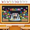 Pajean Welcome Bulletin Board Set 3D Tulip Flower Classroom Decorations