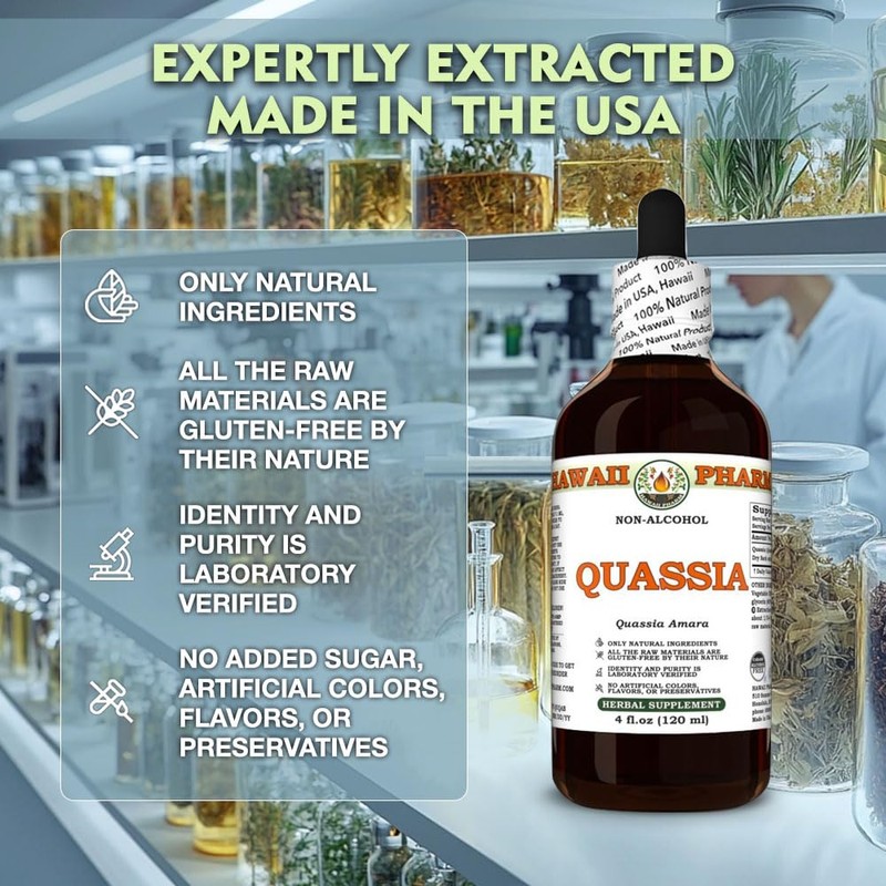 Quassia (Quassia Amara) Dry Bark Glycerite, Made in Hawaii, All
