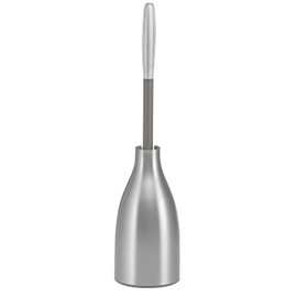 Polder Sleek Stainless Steel Toilet Brush with Caddy, Slim and Discreet Design, Open-Back Design for Odor Control, Rust-Resistant Stainless Steel