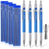 Hiboom 4 Pcs Welders Pencil with 48 Pcs Silver Round Refills, Mechanical Pencils Metal Marker with Built-in Sharpener for Pipe Fitter Welder Steel Construction Fabrication Woodworking