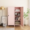 Pantry Cabinet, Kitchen Food Metal Pantry Cabinet, 59" H Pink