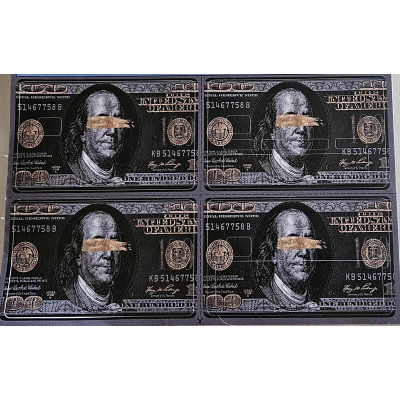 Unbranded Blacked Out $100 Bill Benjamin Franklin Card Stickers/Skins 4pk