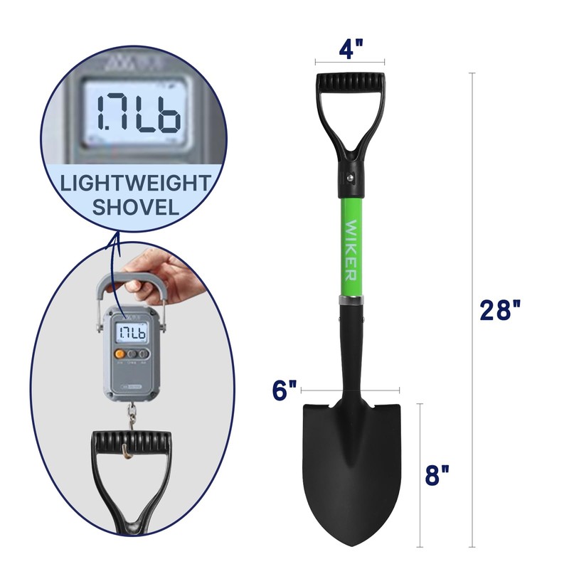 WIKER Beach Shovel,Kids Shovels for Digging,Short Handle Metal Shovel,Small Shovels