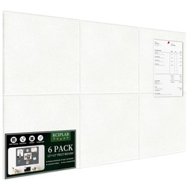 Large Cork Bulletin Board for Wall 36"x24", 6 Pack Felt Wall Tiles with 50 Pushpins, 30 Safe Removable Adhesive Tabs, Decorative Pin Board Tack Board for Office Home School, White
