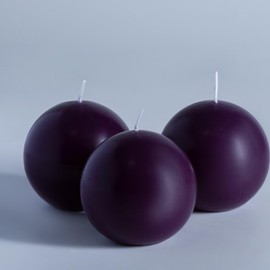 MOZEAL Hand-Poured, 3 Inch Dark Purple Round Ball Candles - Elegant Dark Purple Round Pillar Candles Set of 3, Dripless, Unscented, Smokeless, Ideal for Luxury Events.
