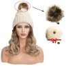 10inch Beanie Wigs,Beanie with Hair Attached for Women,Hat Wig with