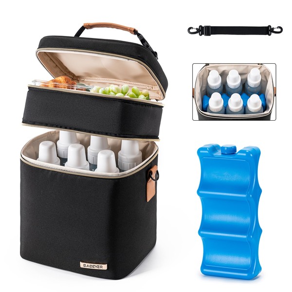 BABEYER Breastmilk Cooler Bag with Ice Pack Fits 6 Baby