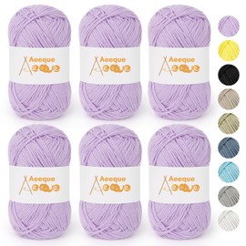 Aeeque Baby Wool for Knitting, 300 g Soft Wool for Crochet, 125 m 4-Ply Cotton Yarn, 100% Cotton Yarn, Wool for Knitting for Sweaters, Scarves, Blankets, Hats (Needle Size: 3-4 mm, Light Purple)