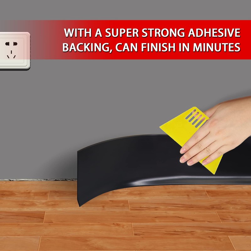 Vinyl Wall Base Baseboard Molding Trim 6" Flexible Self Adhesive