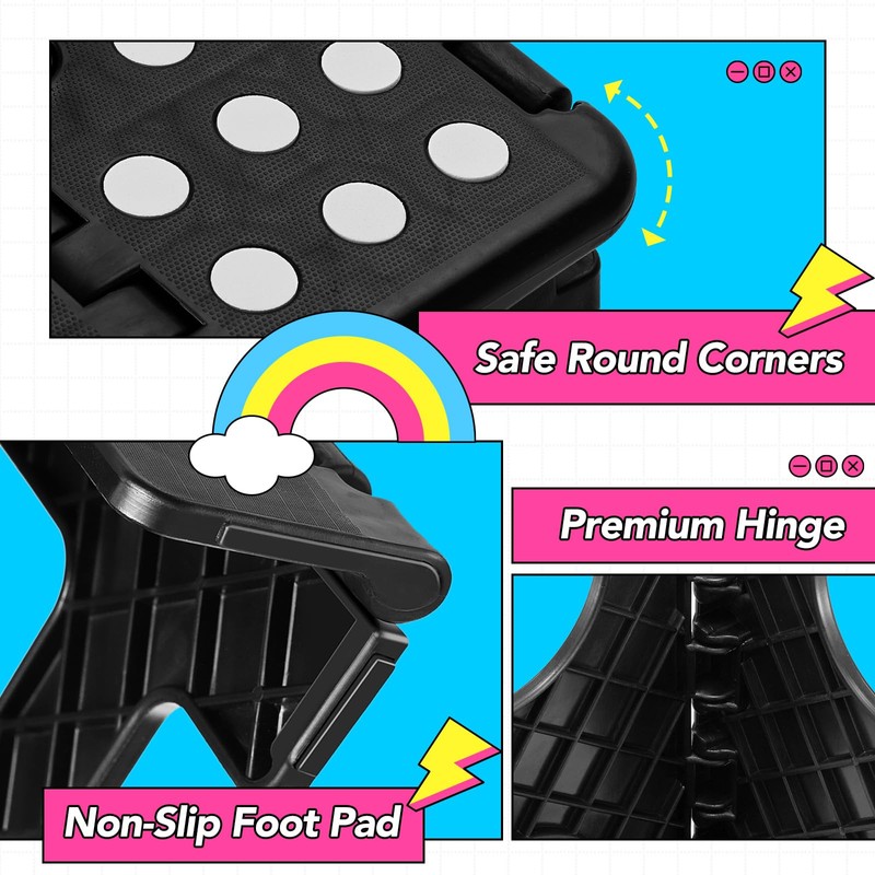 Delxo Folding Step Stool,11 Inch Non-Slip Foldable Step Stools for