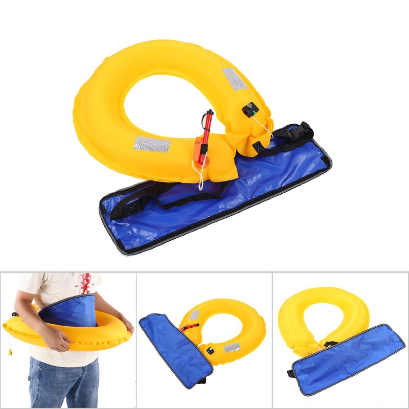 Adjustable Inflatable Life Jacket Belt With Reflective Tapes and Whistle