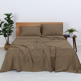 Premium Quality 100% Egyptian Cotton - Queen Size Sheets Set - 12 inch Deep Pocket - 4 PC Sheet Set(Taupe Solid)