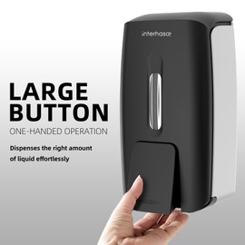 Wall Mounted Soap Dispenser, No Drilling Required, Manual Soap Dispenser, Shower Gel and Shampoo Dispenser with Transparent Window, Suitable for Bathroom and Kitchen, 800 ml (Black)