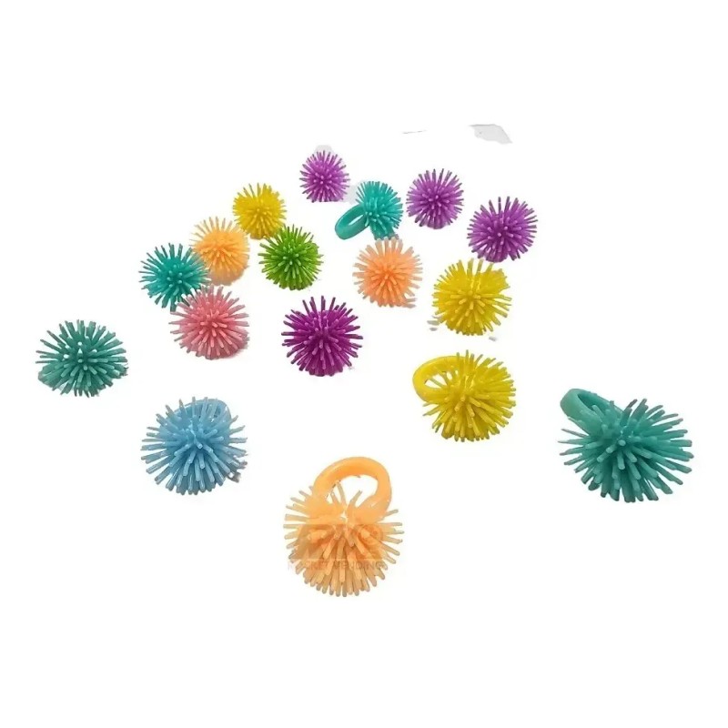 100 Anillos Erizo Juguete Niña Suelto 3cm Multicolor