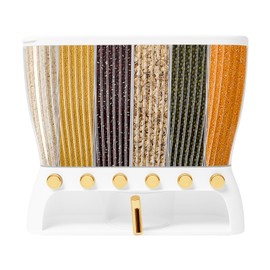 6 Grid Dry Food Dispenser, 22lb Capacity Grain Storage Dispenser w/Removable Dividers, One-Touch Countertop Clear Container for Rice Coffee,16.54x14.17in