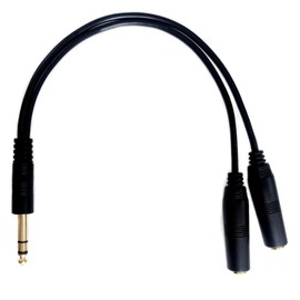 DHSKZRMJ Gold Plated 6.35mm 1/4" TRS 3-Pole Stereo Male to 2 x 6.35mm TRS Stereo Female Audio Splitter Adapter Cable 36cm