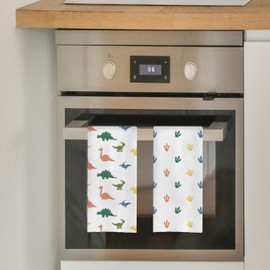 GCFET Dinosaur Bathroom Hand Towels Set - Dinosaur Decorative Waffle Hand Towel, Boys Bathroom Decor, 16x24 Inch Set of 2