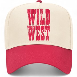 Wild West Vintage Trucker Hat | Premium Snapback Baseball Hat for Men & Women (US, Alpha, One Size, Red/Natural)