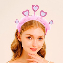 Jerany Red Heart Headband Valentine’s Day Hair Band Holiday Party Gifts Hair Accessories for Women (Pink, Free Size)