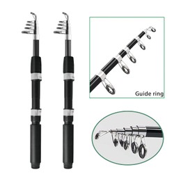 2PACK Fishing Pole Combo,Fishing Rod Combos with Telescopic Fishing Pole Spinning Reels Fishing Carrier Bag for Travel Saltwater Freshwater (Black)