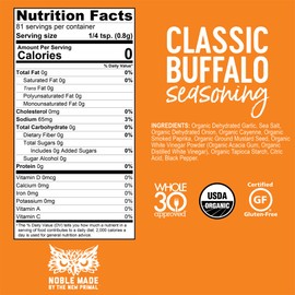 The New Primal Noble Made by Seasoning Spice & Dry Rub, USDA Organic, Whole30, Gluten-Free, Paleo & Keto Friendly,Classic Buffalo, 4 Count