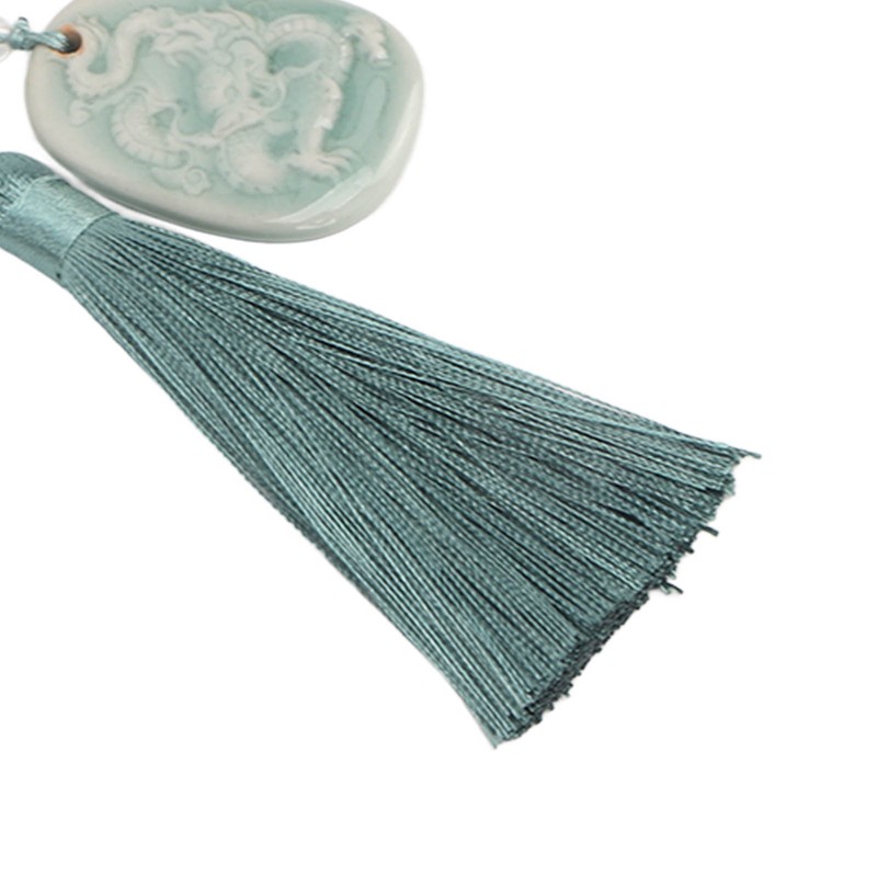 Tassel Pendant Chinese Zodiac Pattern DIY Porcelain Beads Light Weight