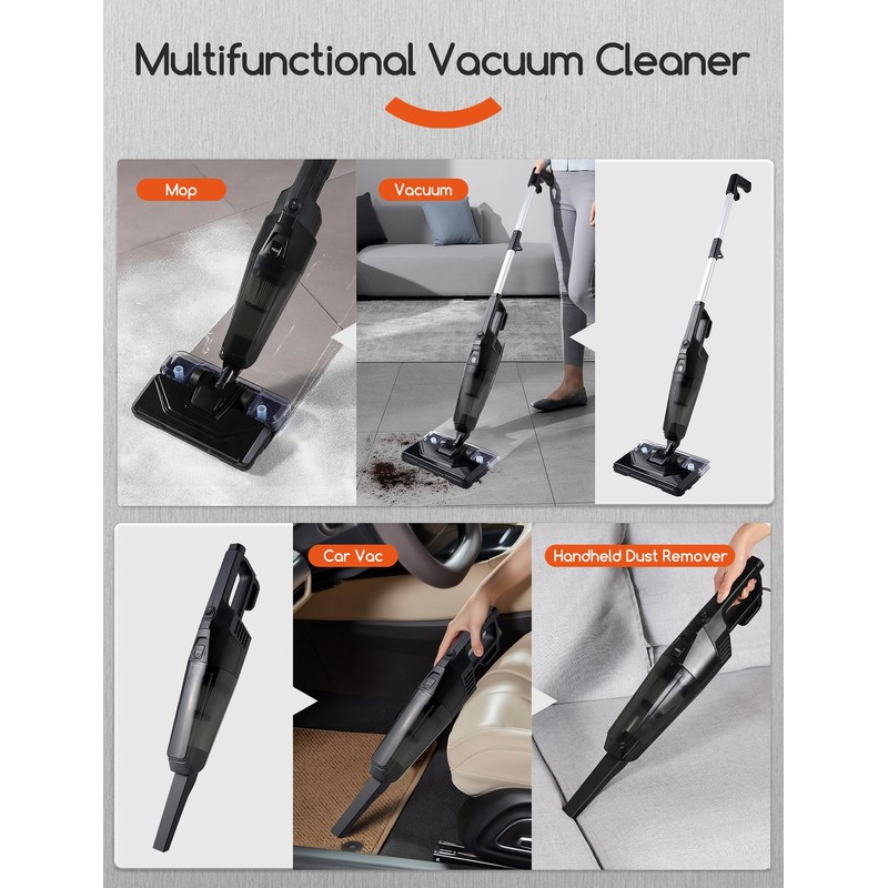 REECOO Stick Vacuum Cleaner with 3 Mop Pads Electirc Mop