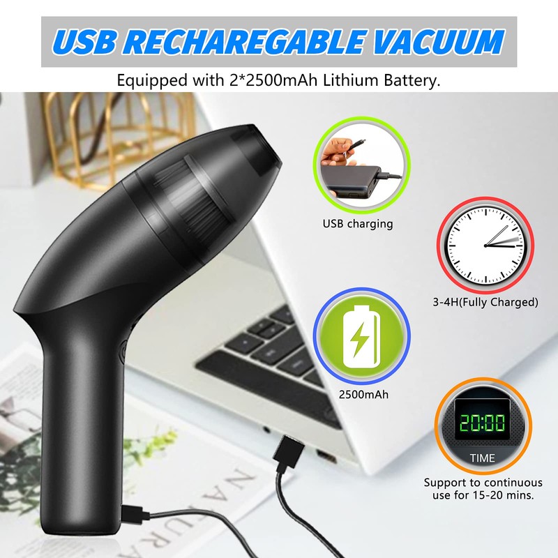 Hayousui 4.3Kpa Keyboard Vacuum Cleaner Mini：Handheld Computer Vacuum Cordless for