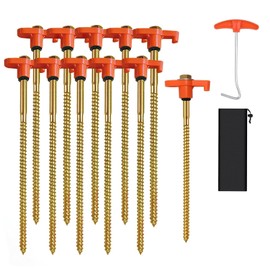 12pcs 20CM Heavy Duty Tent Pegs Camping Essentials Tent Peg Metal Screw in Tent Peg Rock Pegs Hard Ground Awning Pegs Camping Peg