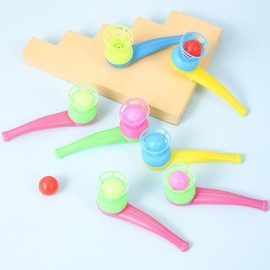 Txuolin 6 Pcs Floating Blow Pipe and Balls Game, Balance Blowing Stress Reliever for Adults Funny Party Supplies, Novelty Party Stress Relief (Random Color)