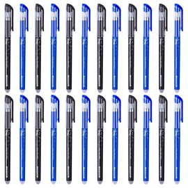 24 Pack Erasable Gel Pens Clicker Fine Point 0. 5 mm, Make Mistakes Disappear, 12 Black 12 Blue Inks for Writing Planner and Crossword Puzzles Back to School Office Supplies