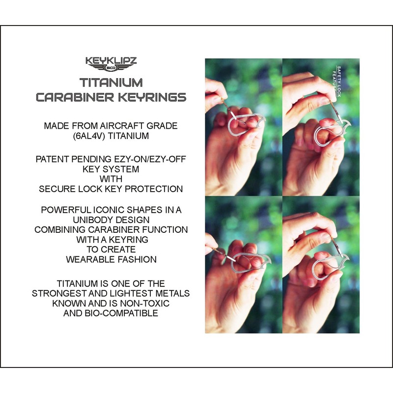 Bico Keyklipzサーフビコ キークリップ メンズTEAR DROP「ティアドロップ」チタンカラビナキーチェーン[KR25A-ST]カラー:ストーン仕上げ?グレー