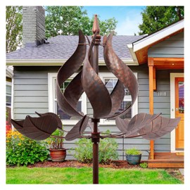 Cyan Oasis Wind Spinners Outdoor - Large Tulip Metal Wind Spinners with Stake, Garden Windmill Yard Spinner Lawn Decor (24" W x 75" H)