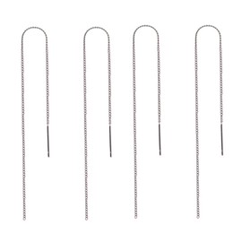 LIUJZZJ 2 Pairs 925 Sterling Silver Tassel Threader Dangle Earrings Long Chain Ear Line for Women Girls, Sterling Silver