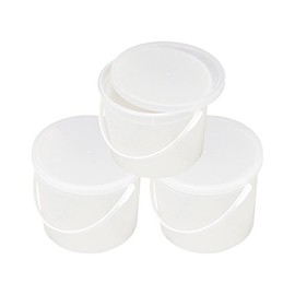 Poly Farm 64 oz Small Ice Cream Tub with Lid and Handle(3) - About 4-34" Tall