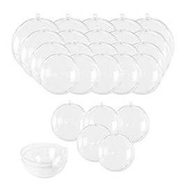 Clear Fillable Ornaments Ball, 25 PCS Transparent Plasti Craft Ornament Balls 5 Different Sizes for DIY Bath Bomb Mold Set and Party Decor