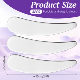 LLOUSSAK 3 spatole cosmetiche, in acciaio inox, curvo per make-up, mini spatole per cosmetici, cucchiai per crema e crema idratante